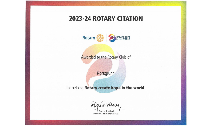 Rotary Citation for 2023-2024  MEMBERSHIP DEVELOPMENT